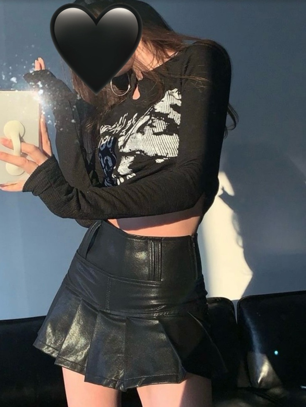 Edikted Black Long Sleeve Graphic Crop Top
